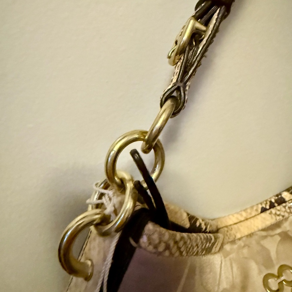 Coach Signature Jacquard Hobo Shoulder Bag w/ Snakeskin Trim - Picture 4 of 15